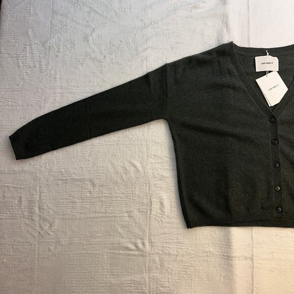 Lisa Yang Abby Cardigan Button V Neck 100% Cashmere Olive Green Size 0 XS NWT - Picture 16 of 16
